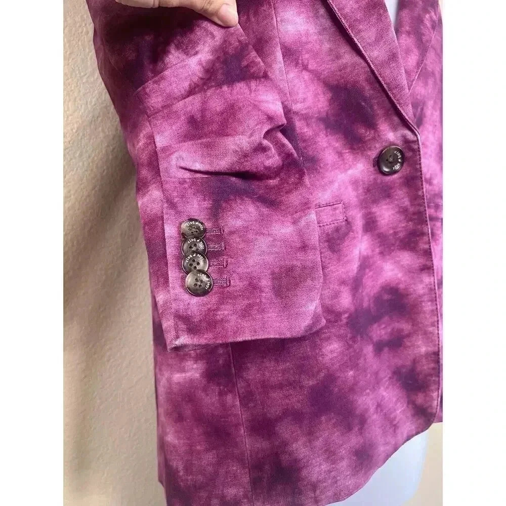 CINQ A SEPT Khloe Blazer 3/4 Sleeve Tie Dye Jacket Womens Size 0 - Picture 6 of 13